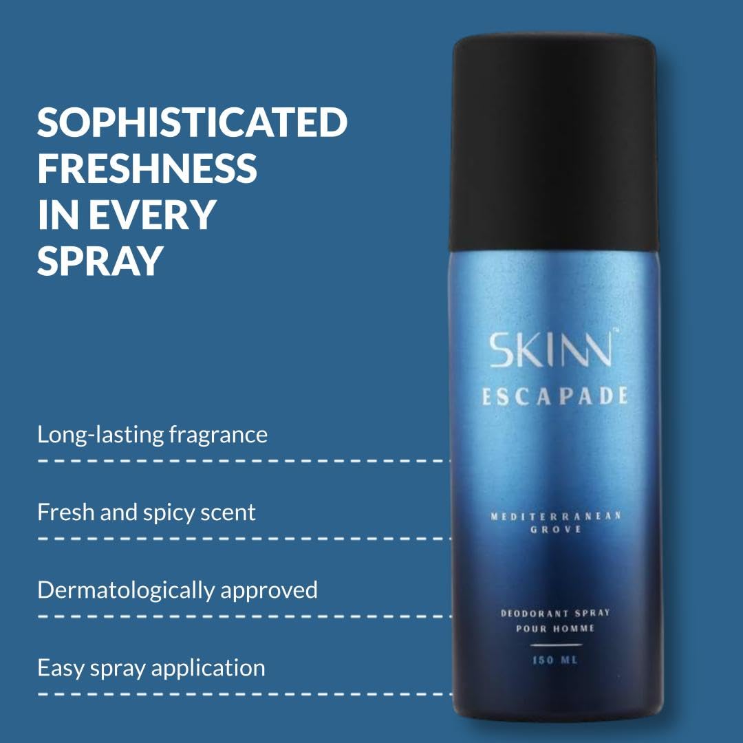 Skinn By Titan Escapade Mediterranean Grove Deodorant, 150 ml, Fresh & Spicy Scent for Men - back view