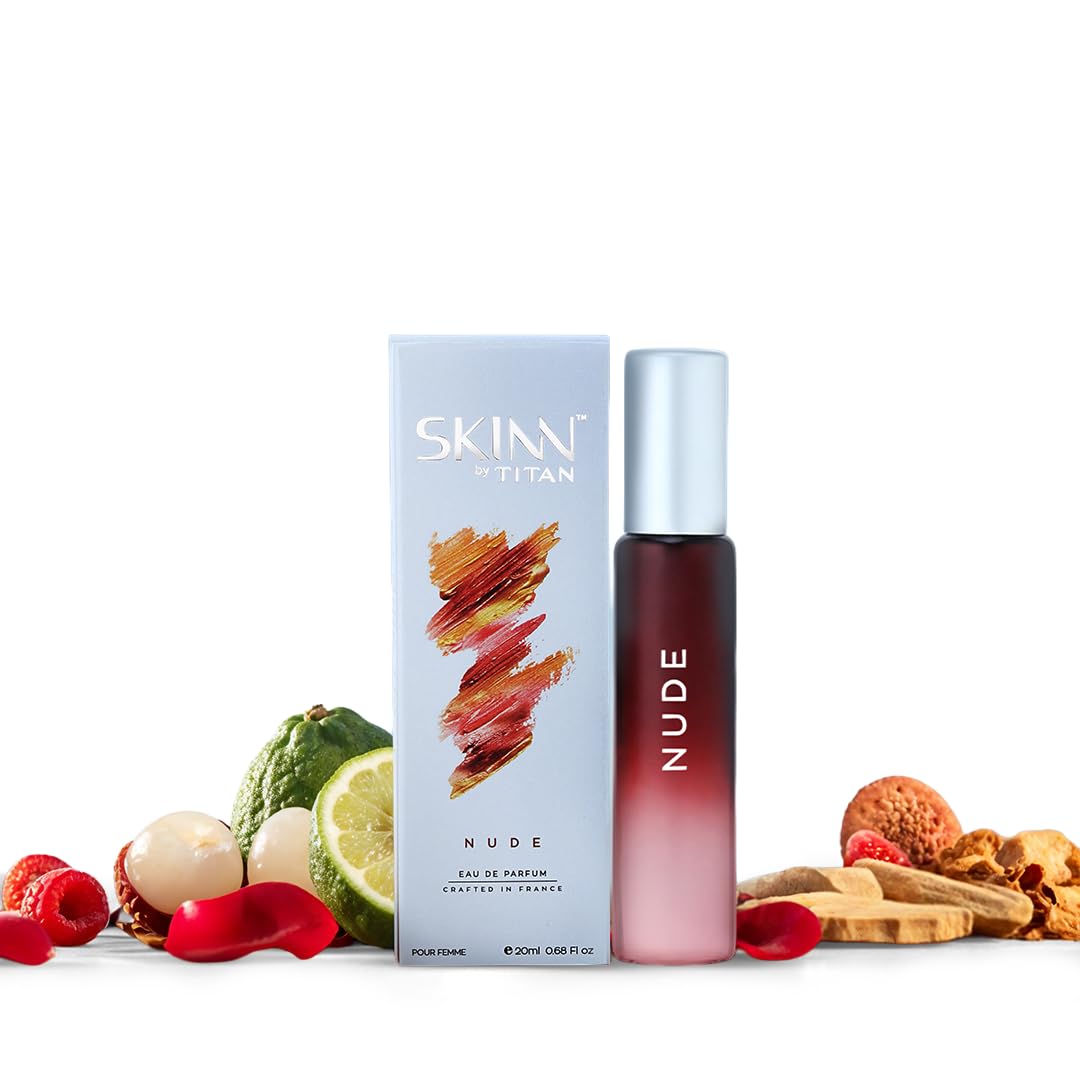Skinn By Titan Nude Eau De Parfum for Women, 20ml, Floral Fruity Woody Scent
