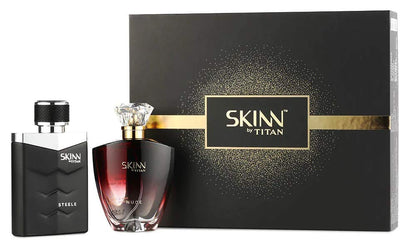 Skinn By Titan Nude & Steele Eau de Parfum Gift Set, 100ml Each, Pack of 2, Unisex