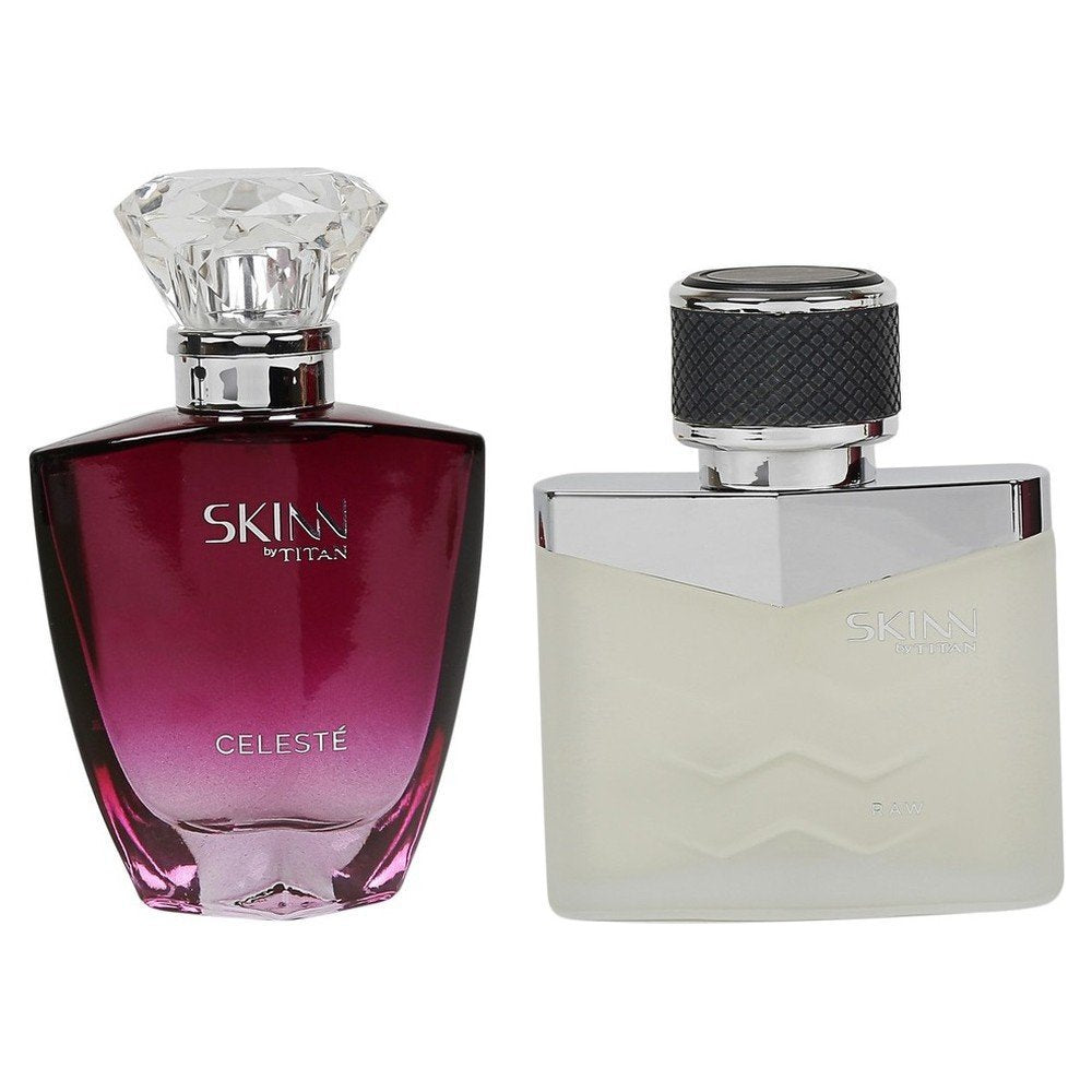 Skinn By Titan Raw and Celeste EDP Perfumes, 50ml Each, 2-Pack, Unisex - front view