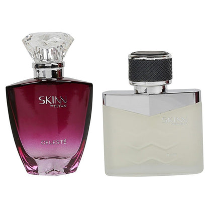 Skinn By Titan Raw and Celeste EDP Perfumes, 50ml Each, 2-Pack, Unisex - front view