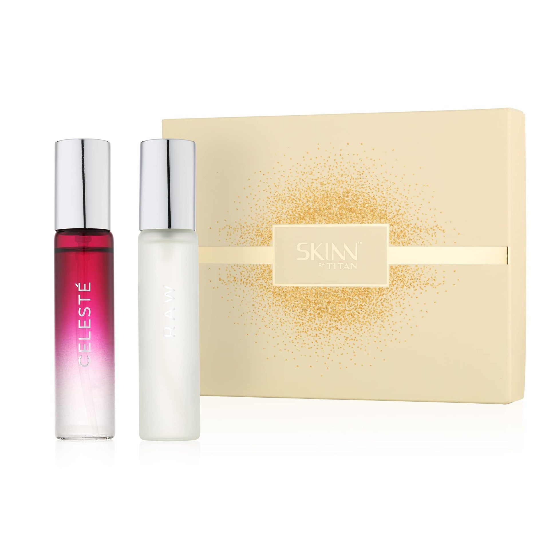 Skinn By Titan Raw & Celeste Eau De Parfum Gift Set, 25ml x 2, Unisex, Modern, IFRA Certified