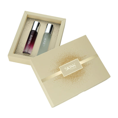Skinn By Titan Raw & Celeste Eau De Parfum Gift Set, 25ml x 2, Unisex, Modern, IFRA Certified - front view