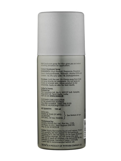 Skinn By Titan Raw Deodorant Spray for Men, 150 mL, Modern Eau De Parfum - front view
