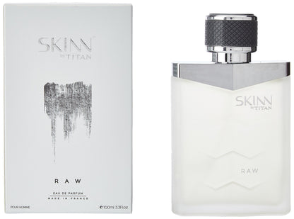 Skinn By Titan Raw Eau de Parfum for Men, 100ml Spray, Fruity Woody Scent, Modern Style - packaging