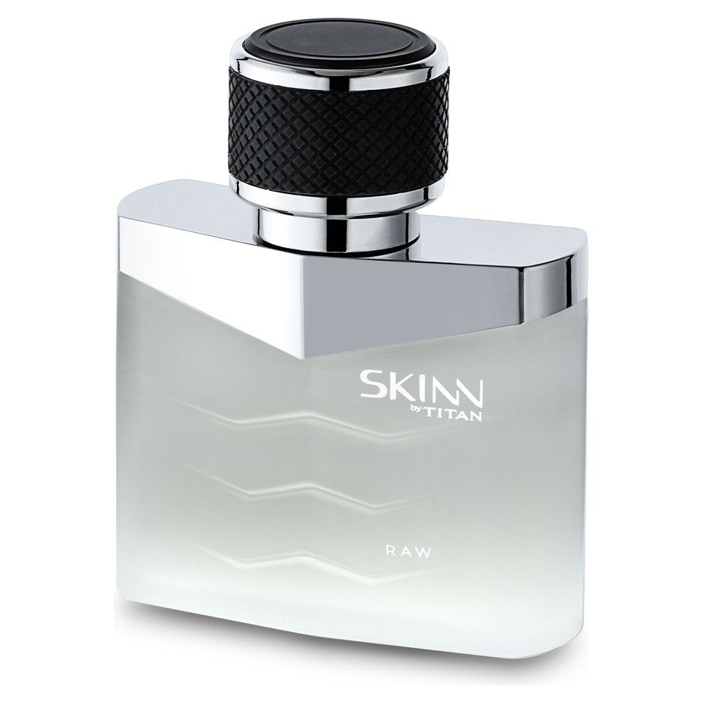 Skinn By Titan Raw Eau de Parfum for Men, 50ml Spray, Woody Cologne with Bergamot and Patchouli - packaging