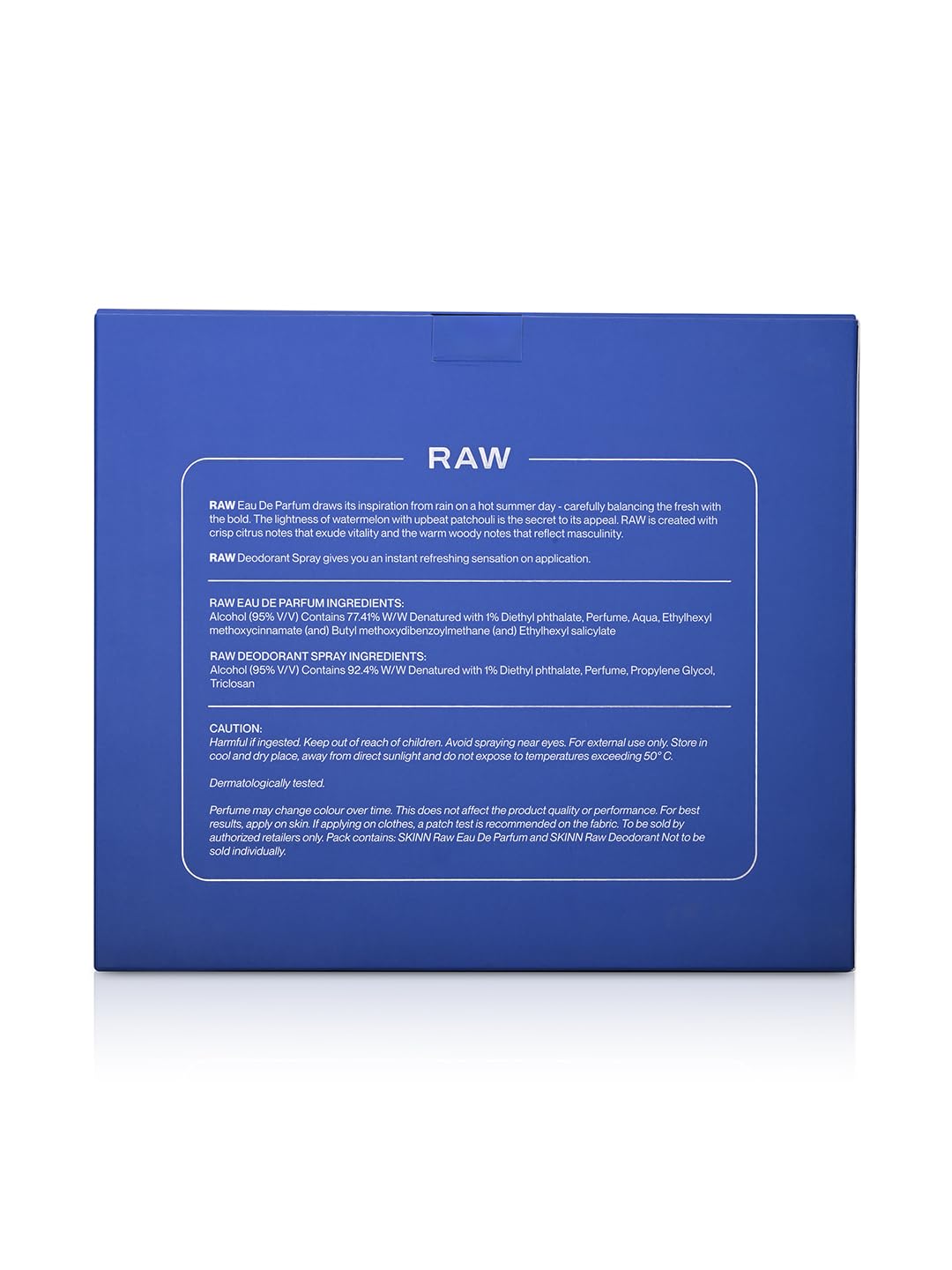 Skinn By Titan Raw EDP & Deodorant Gift Pack for Men, 50ml + 75ml, Silver Set - front view