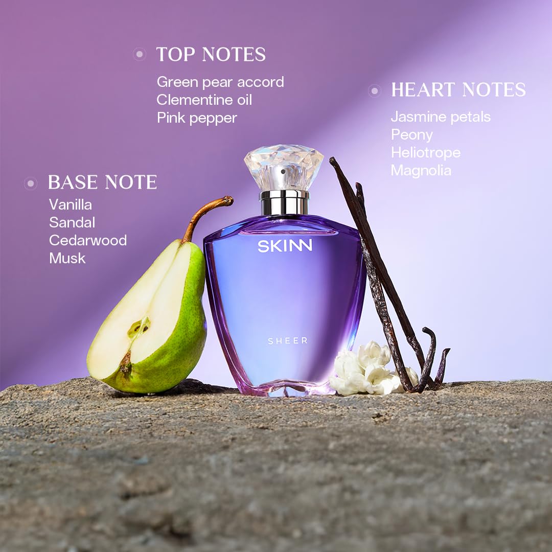 Skinn By Titan Sheer Eau de Parfum, 100ml, Women's Fragrance, Modern Style, Floral Fruity Fresh Notes - front view