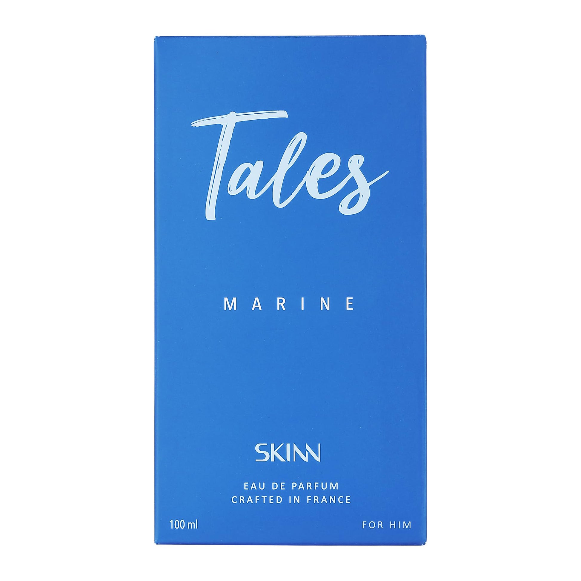 Skinn By Titan Skinn Tales Marine Eau de Parfum for Him, 100ml, Lemon Lavender Apple Pepper Sandalwood Amber - packaging