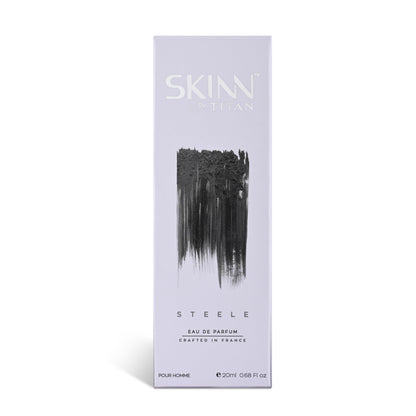 Skinn By Titan Steele Perfume for Men, 20ml, Eau de Parfum, Modern Fragrance with IFRA Certification - front view