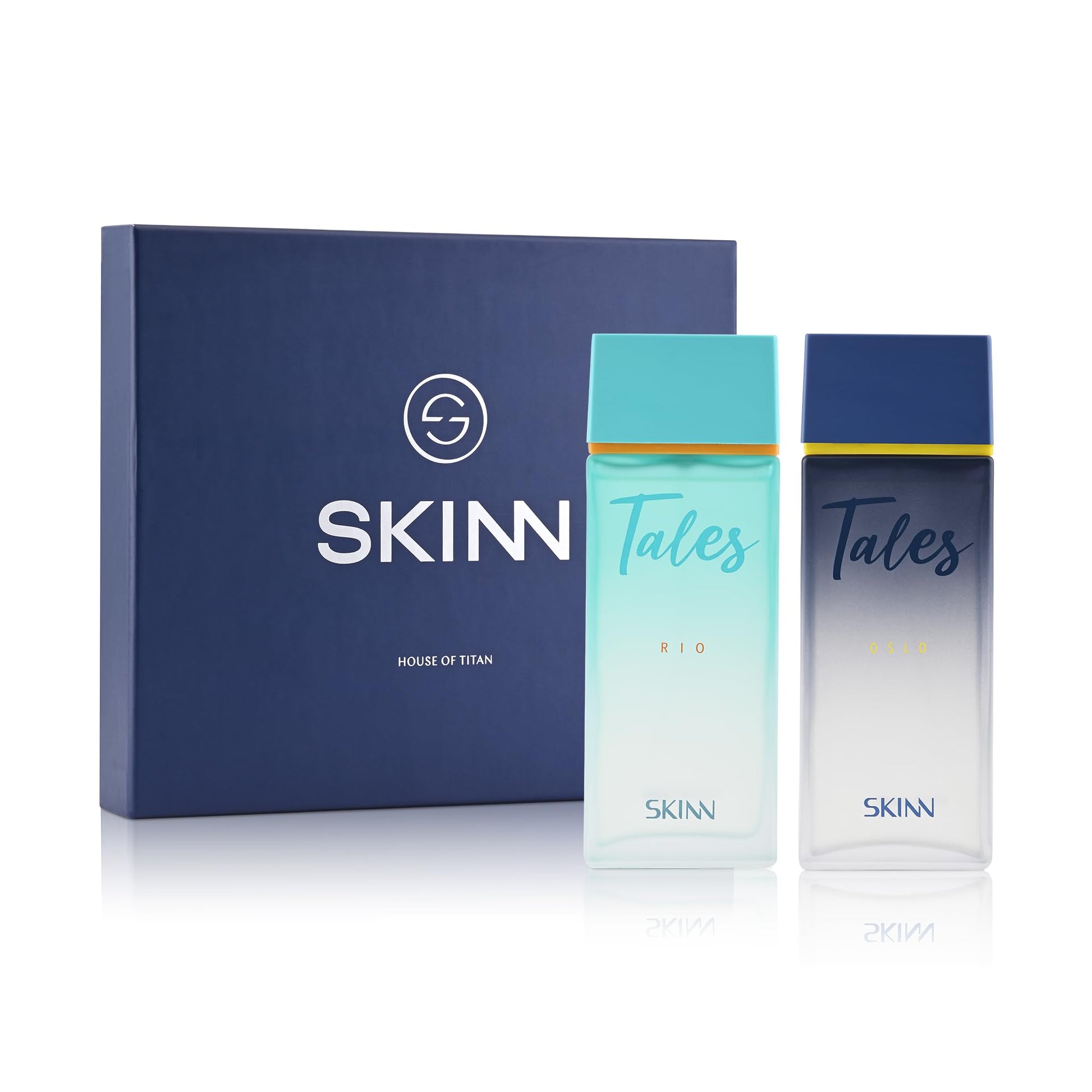 Skinn By Titan Tales Oslo & Rio Eau de Parfum Gift Set for Men, 2 x 100ml, Woody and Aquatic Notes