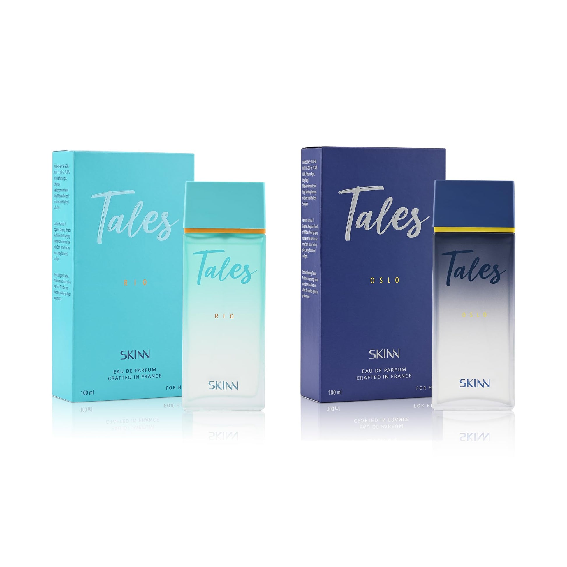 Skinn By Titan Tales Oslo & Rio Eau de Parfum Gift Set for Men, 2 x 100ml, Woody and Aquatic Notes - front view