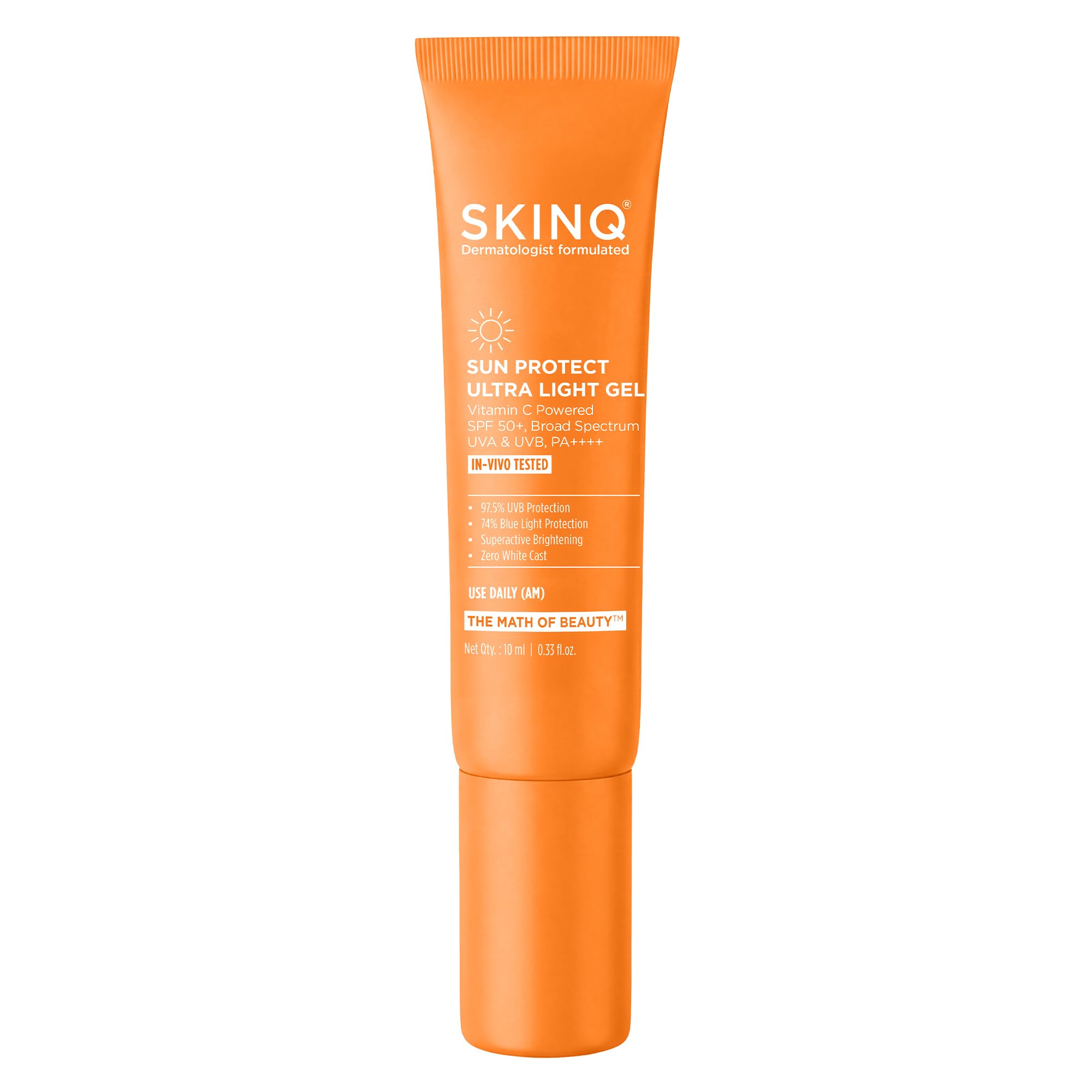 SKINQ Sun Protect Ultra Light Gel Sunscreen SPF 50+ PA++++ Vitamin C, Dermat Formulated