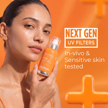 SKINQ Sun Protect Ultra Light Gel Sunscreen SPF 50+ PA++++ Vitamin C, Dermat Formulated - front view (11)
