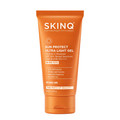 SKINQ Sun Protect Ultra Light Gel Sunscreen SPF 50+ PA++++ Vitamin C, Dermat Formulated (19)