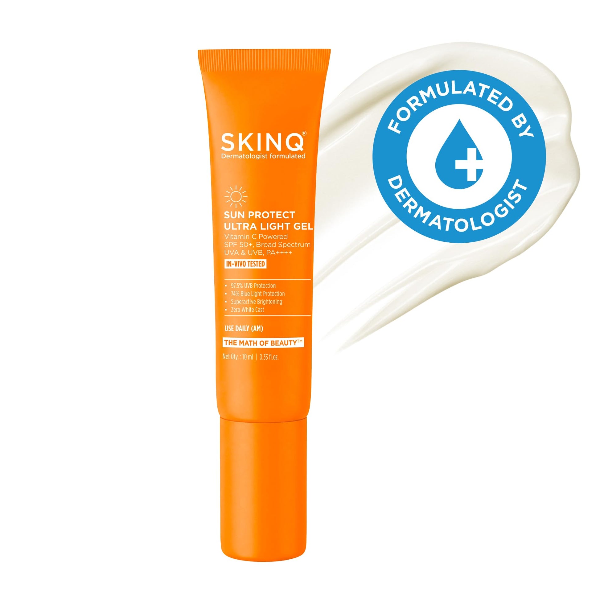SKINQ Sun Protect Ultra Light Gel Sunscreen SPF 50+ PA++++ Vitamin C, Dermat Formulated - front view