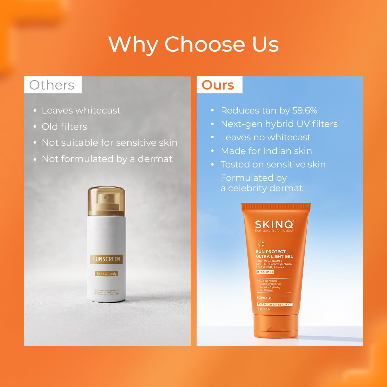 SKINQ Sun Protect Ultra Light Gel Sunscreen SPF 50+ PA++++ Vitamin C, Dermat Formulated - ingredients panel (30)