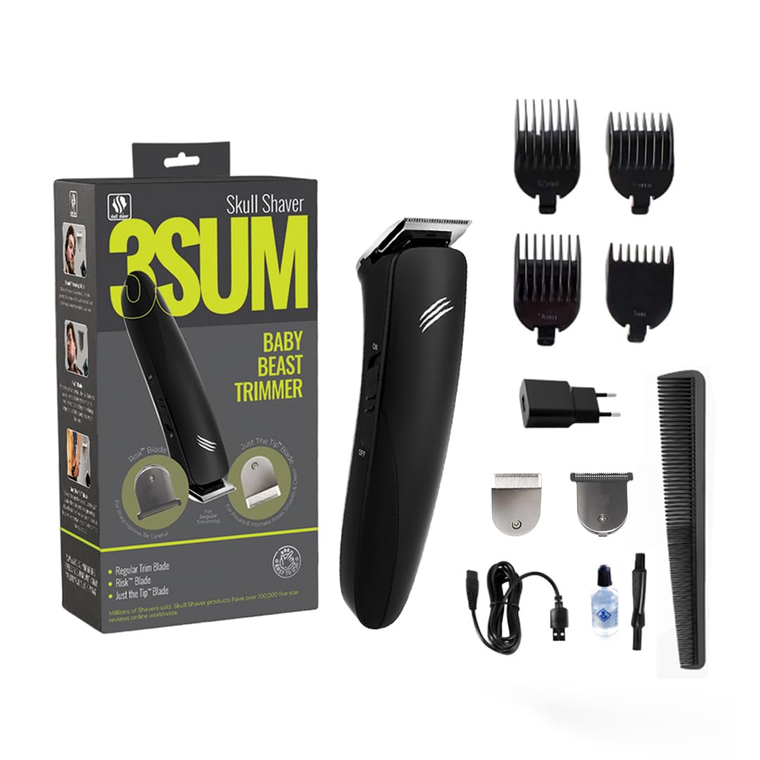 Skull Shaver Baby Beast Trimmer 3SUM 3-IN-1 PRO, All-in-1 Beard, Chest & Body Trimmer, Cordless, 45 Min, 3 Attachments