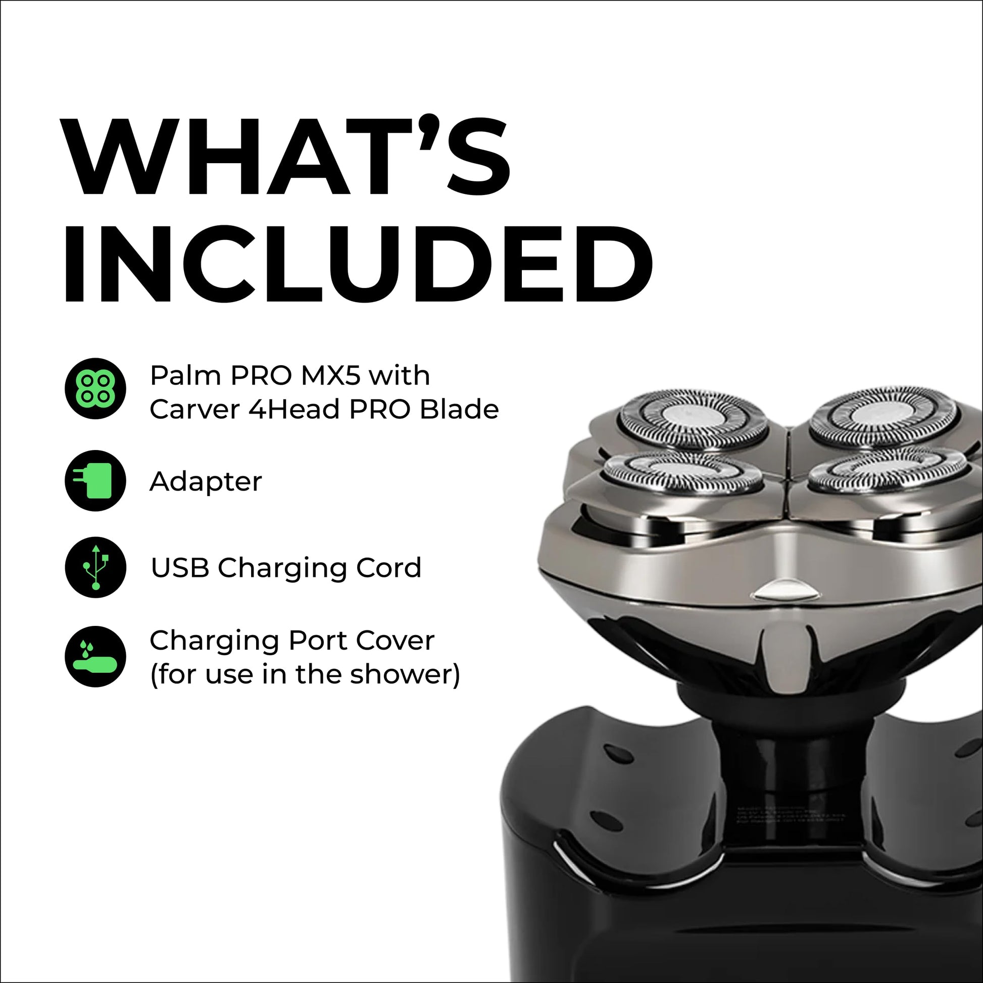 Skull Shaver Palm Shaver for Men - Compact Electric Rotary Shaver, Cordless, Waterproof - close-up detail (14)