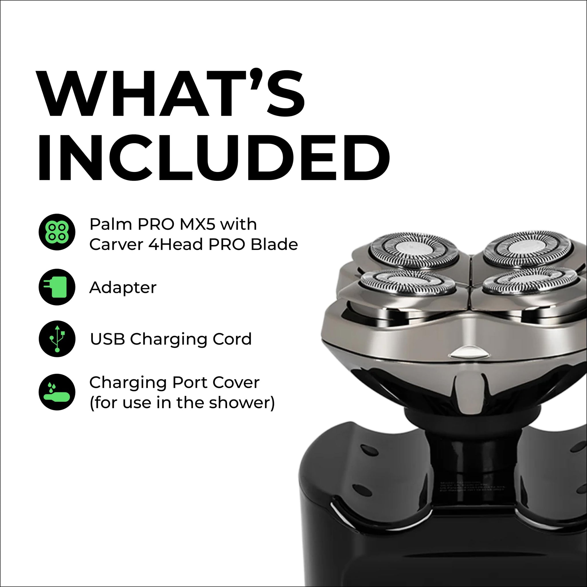 Skull Shaver Palm Shaver for Men - Compact Electric Rotary Shaver, Cordless, Waterproof - close-up detail (14)