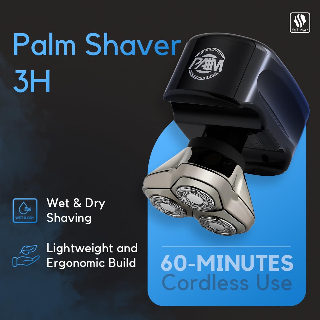 Skull Shaver Palm Shaver for Men - Compact Electric Rotary Shaver, Cordless, Waterproof - front view