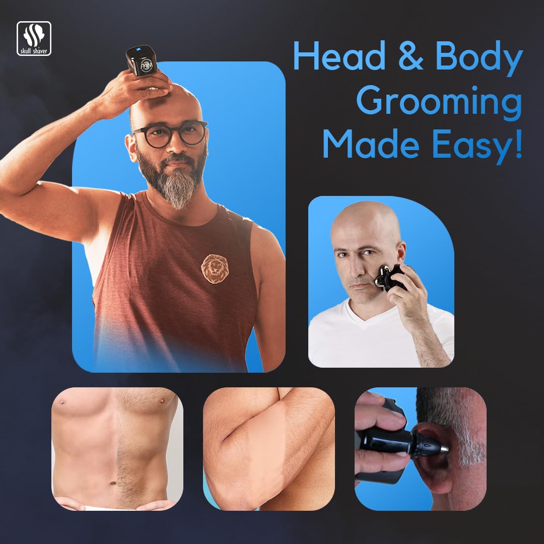 Skull Shaver Palm Shaver for Men - Compact Electric Rotary Shaver, Cordless, Waterproof - label detail