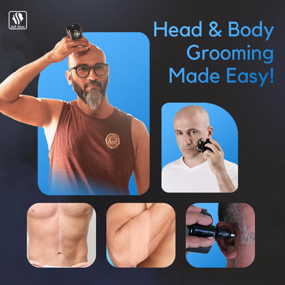 Skull Shaver Palm Shaver for Men - Compact Electric Rotary Shaver, Cordless, Waterproof - label detail