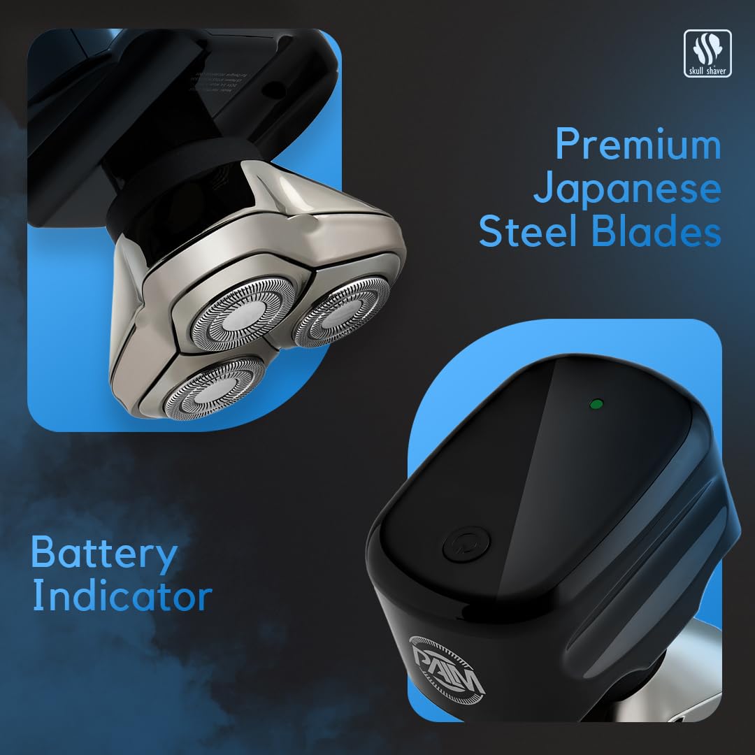 Skull Shaver Palm Shaver for Men - Compact Electric Rotary Shaver, Cordless, Waterproof - close-up detail