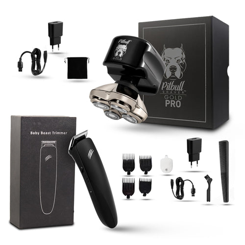 Skull Shaver Pitbull Gold Plus Electric Head Shaver and Trimmer, Rotary Shaver for Men, Waterproof, Cordless