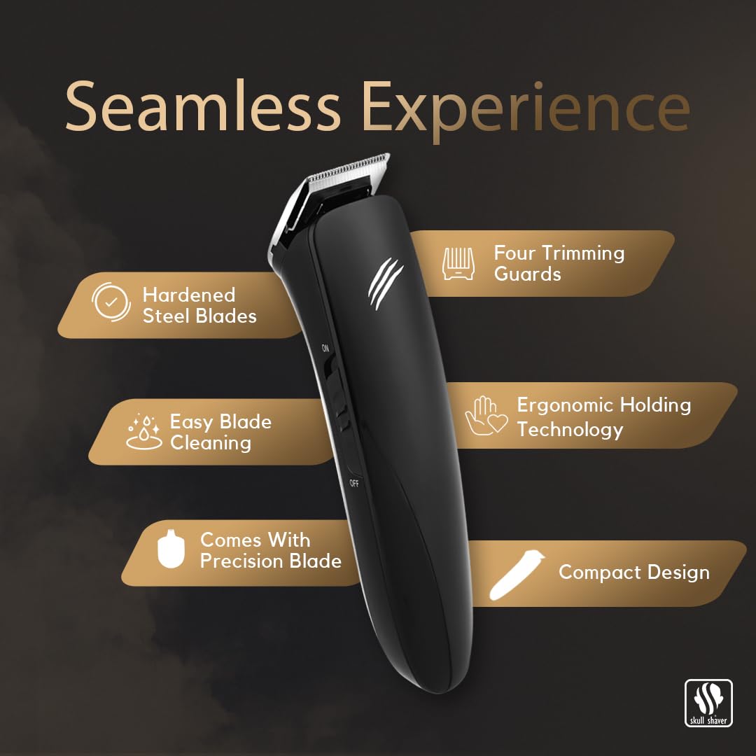 Skull Shaver Pitbull Gold Plus Electric Head Shaver and Trimmer, Rotary Shaver for Men, Waterproof, Cordless - back view
