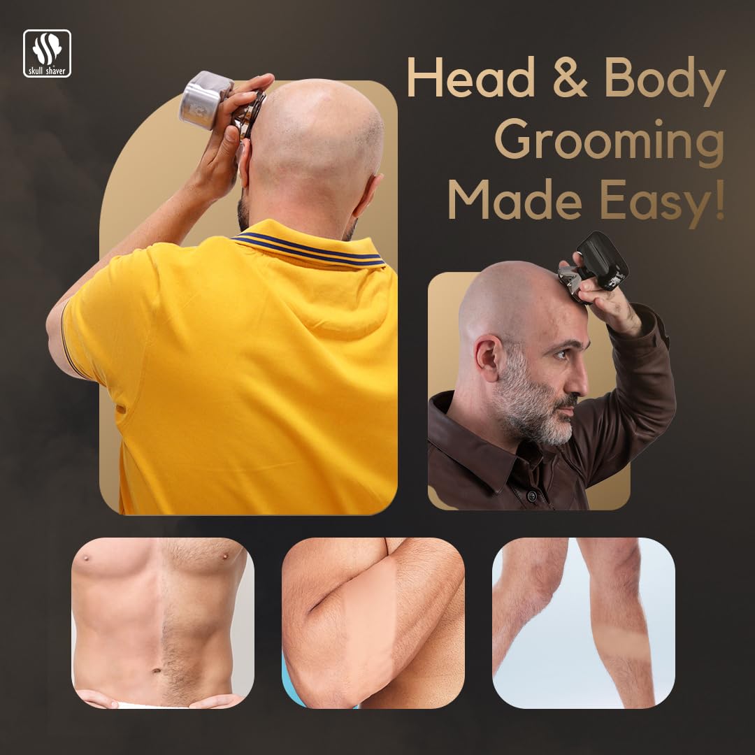 Skull Shaver Pitbull Gold Plus Electric Head Shaver and Trimmer, Rotary Shaver for Men, Waterproof, Cordless - close-up detai