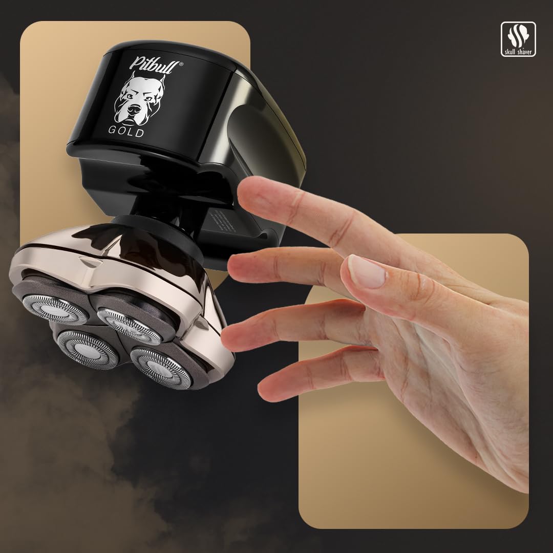 Skull Shaver Pitbull Gold Plus Electric Head Shaver and Trimmer, Rotary Shaver for Men, Waterproof, Cordless - size and scale