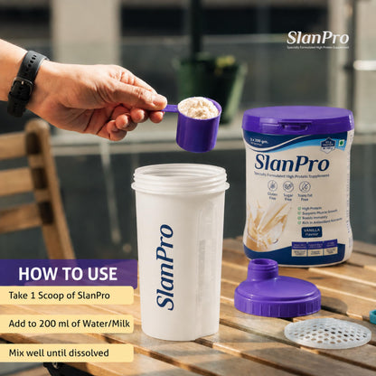 Slaney Slanpro High Protein Whey Powder, Vanilla Flavor, 400gm, Sugar Free, Gluten Free, Trans-Fat Free - ingredients panel