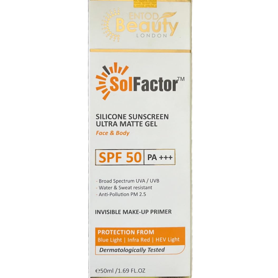 SolFactor Silicone Sunscreen SPF 50 PA+++ Ultra Matte Gel, 50ml, Face & Body Sunscreen