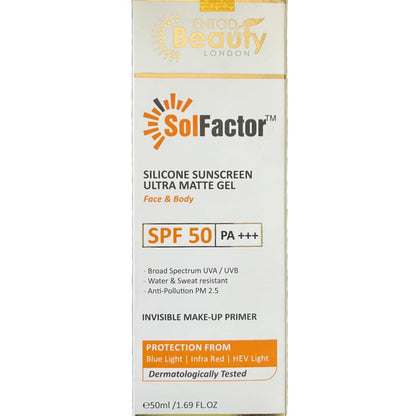 SolFactor Silicone Sunscreen SPF 50 PA+++ Ultra Matte Gel, 50ml, Face & Body Sunscreen