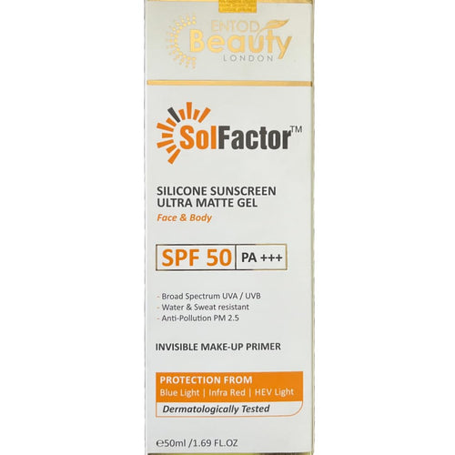 SolFactor Silicone Sunscreen SPF 50 PA+++ Ultra Matte Gel, 50ml, Face & Body Sunscreen