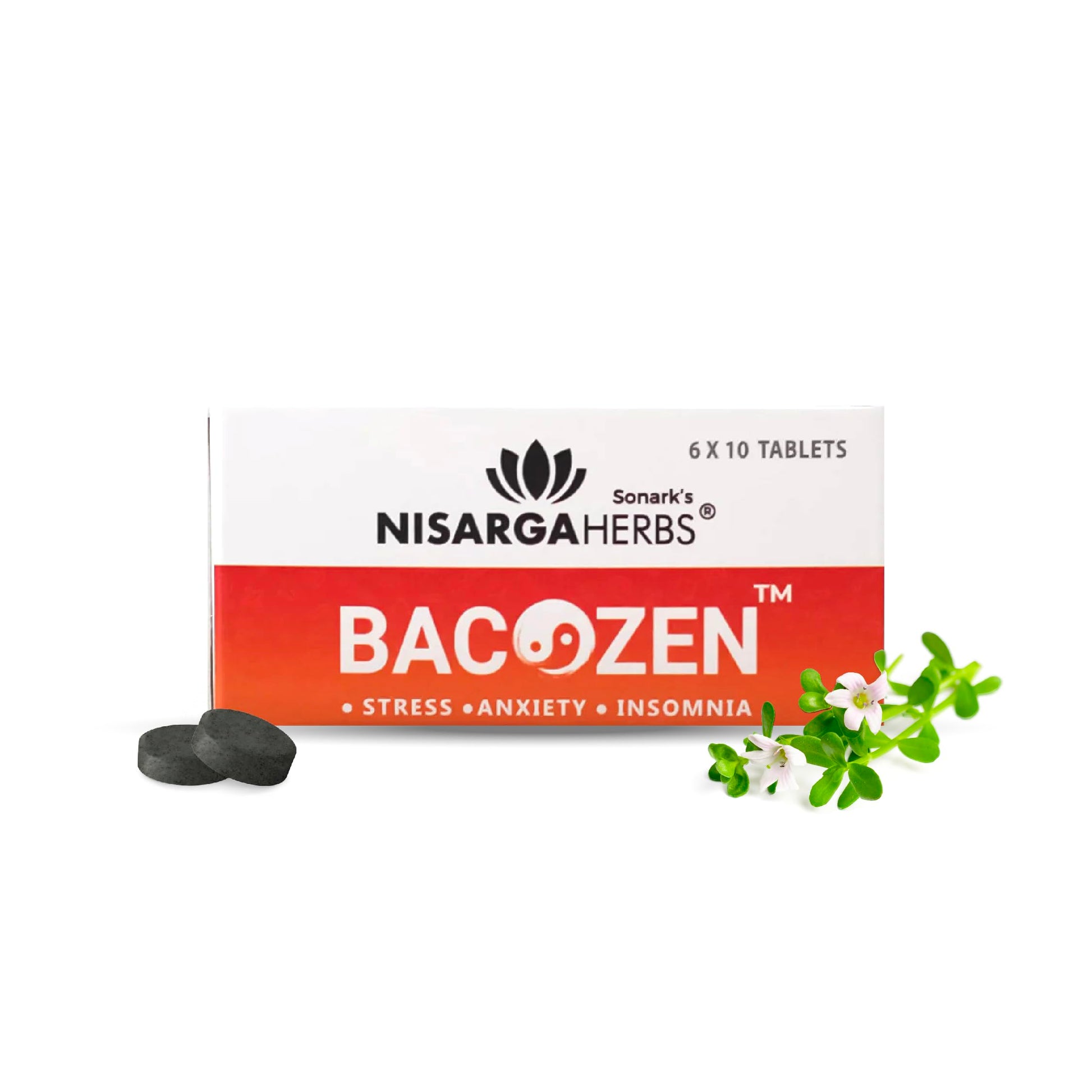 SONARK'S NISARGAHERBS Bacozen Herbal Supplement, 60 Tablets with Ashwagandha & Brahmi Extracts