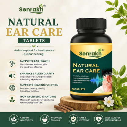 Sonrakh Natural Ear Care Tablets, 60 Count, Ayurvedic Herbal Supplement, 95g Bottle - ingredients panel