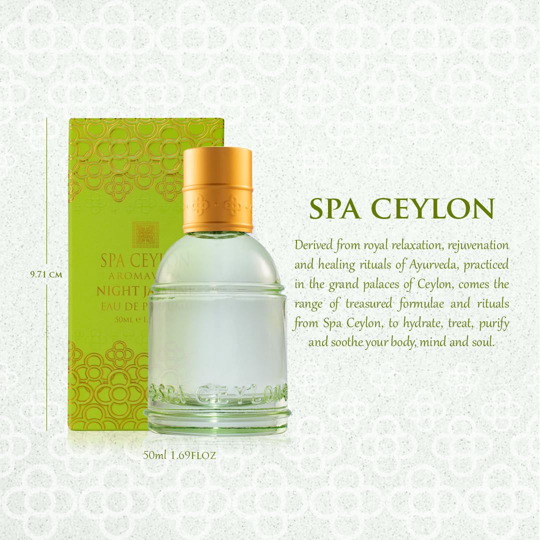SPA CEYLON Eau de Parfum Spray, 50ml, Vegan Formula with Floral Notes, Spice Accents, and Amber Base - front view (18)