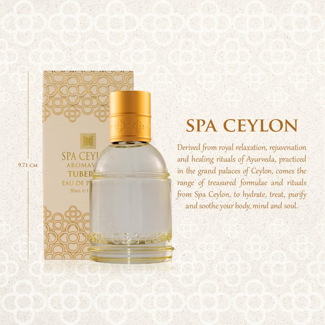 SPA CEYLON Eau de Parfum Spray, 50ml, Vegan Formula with Floral Notes, Spice Accents, and Amber Base - front view (32)
