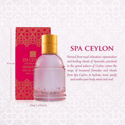 SPA CEYLON Eau de Parfum Spray, 50ml, Vegan Formula with Floral Notes, Spice Accents, and Amber Base - front view (6)