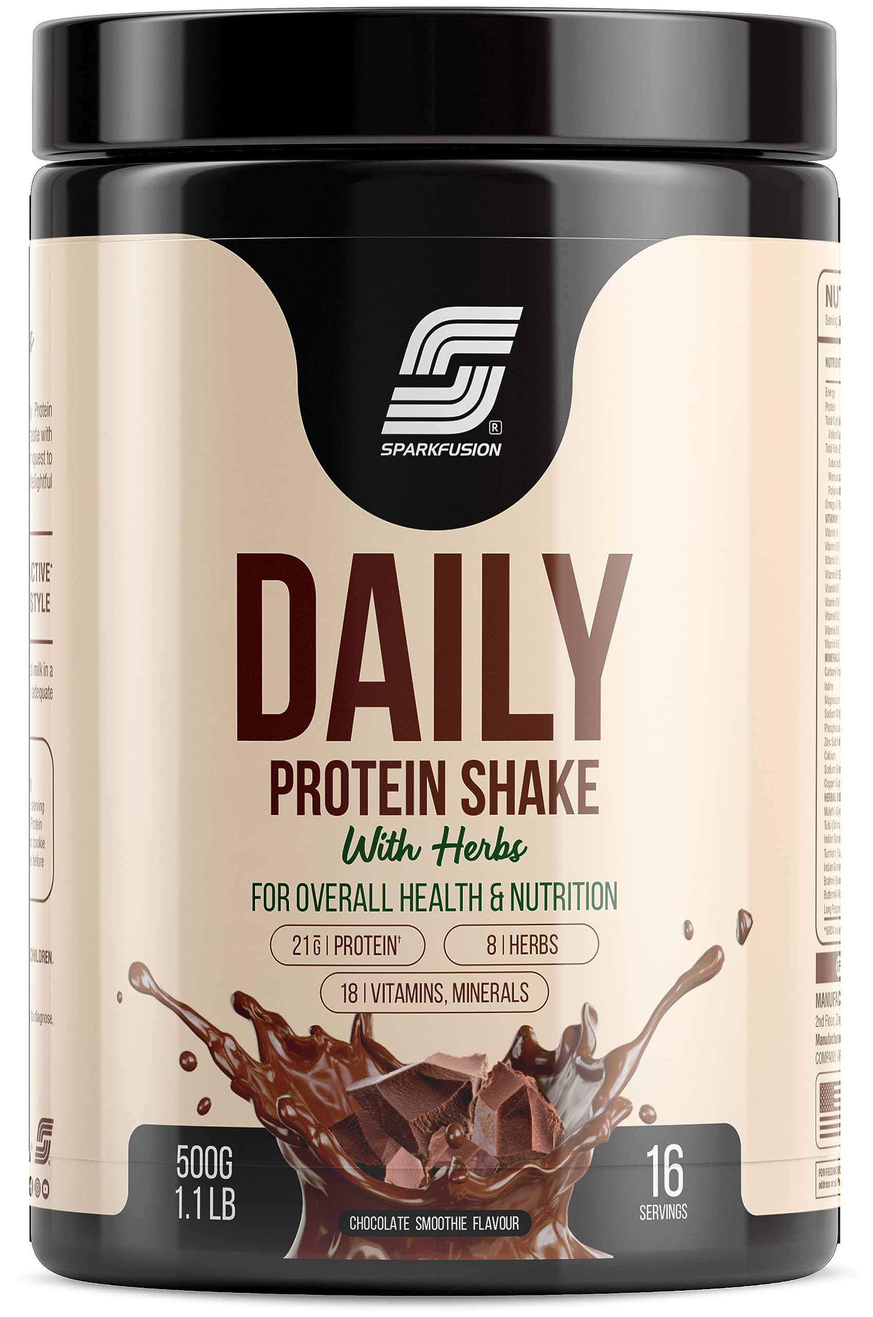 Sparkfusion Daily Protein Shake With Herbs Powder, Whey Protein with 8 Ayurvedic Herbs, Adult (14)