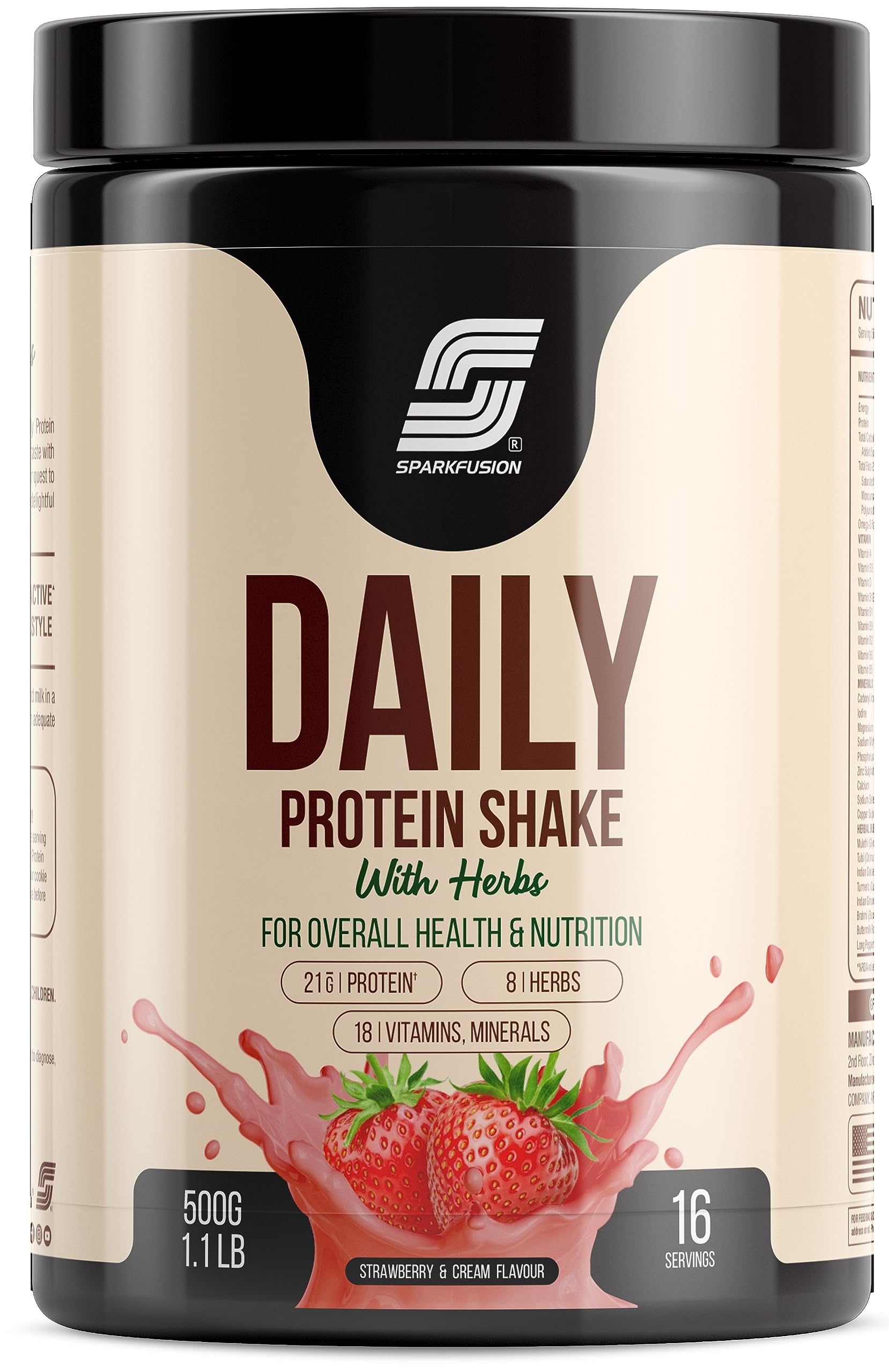 Sparkfusion Daily Protein Shake With Herbs Powder, Whey Protein with 8 Ayurvedic Herbs, Adult (26)