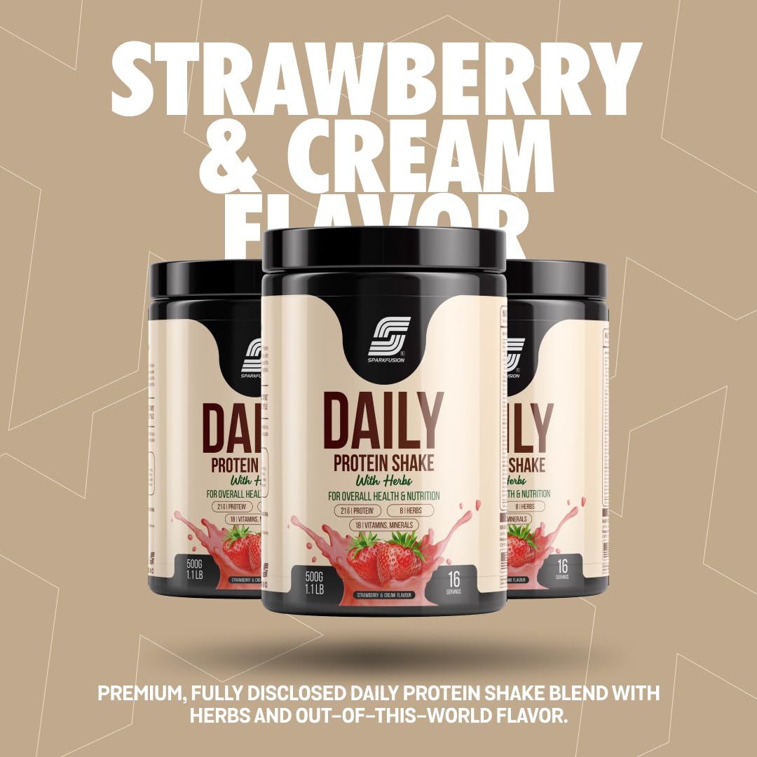 Sparkfusion Daily Protein Shake With Herbs Powder, Whey Protein with 8 Ayurvedic Herbs, Adult - packaging (28)