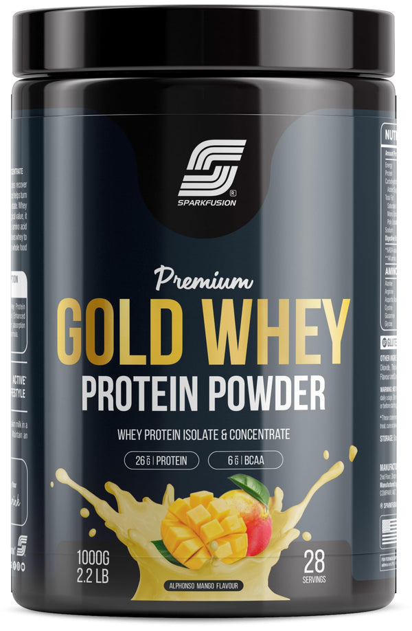 Sparkfusion Gold Whey Protein Isolate Powder Supplement, 1 kg (Pack of 1)