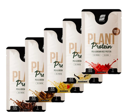 Sparkfusion Plant Protein Powder - Pea & Brown Rice Protein, Vegan, Gluten-Free, Soy-Free, Non-GMO, Digestive Enzymes