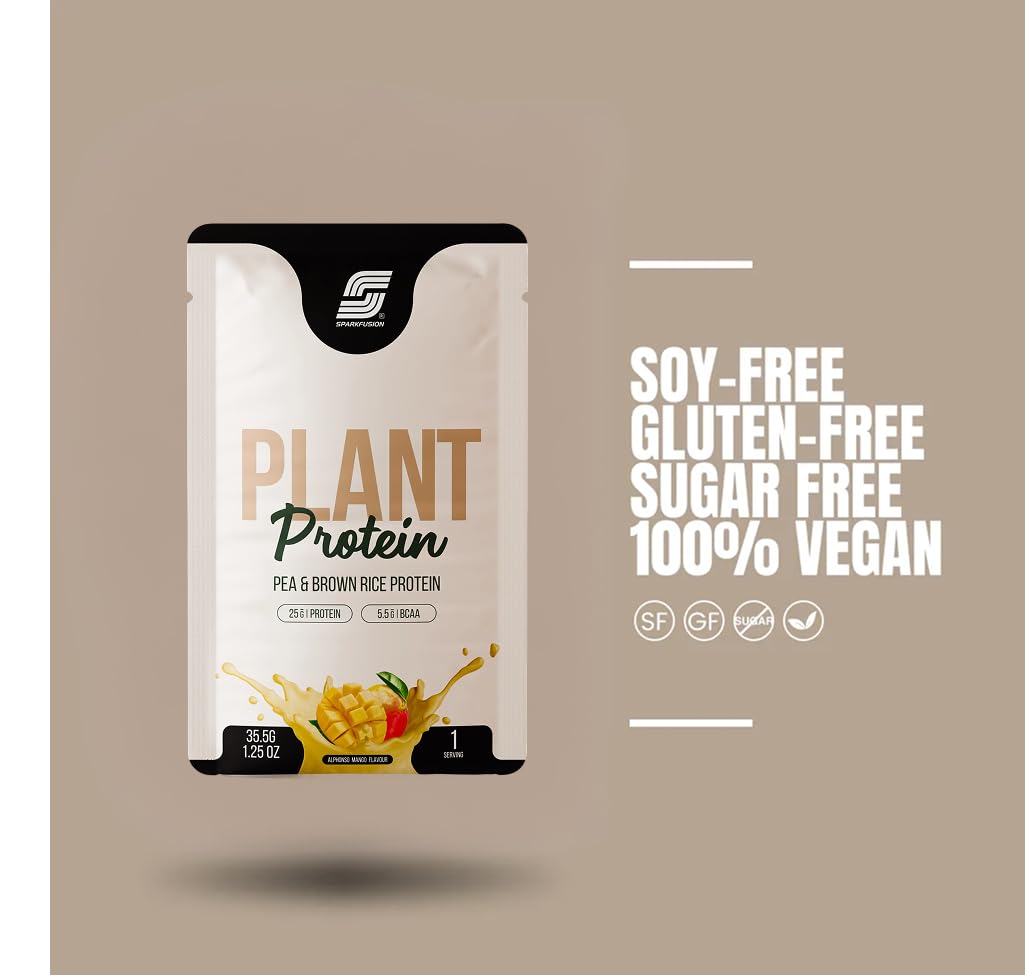 Sparkfusion Plant Protein Powder - Pea & Brown Rice Protein, Vegan, Gluten-Free, Soy-Free, Non-GMO, Digestive Enzymes - back 