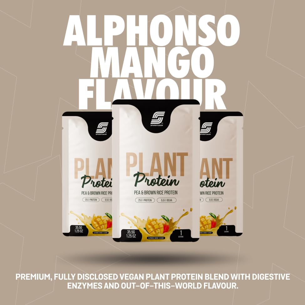 Sparkfusion Plant Protein Powder - Pea & Brown Rice Protein, Vegan, Gluten-Free, Soy-Free, Non-GMO, Digestive Enzymes - label