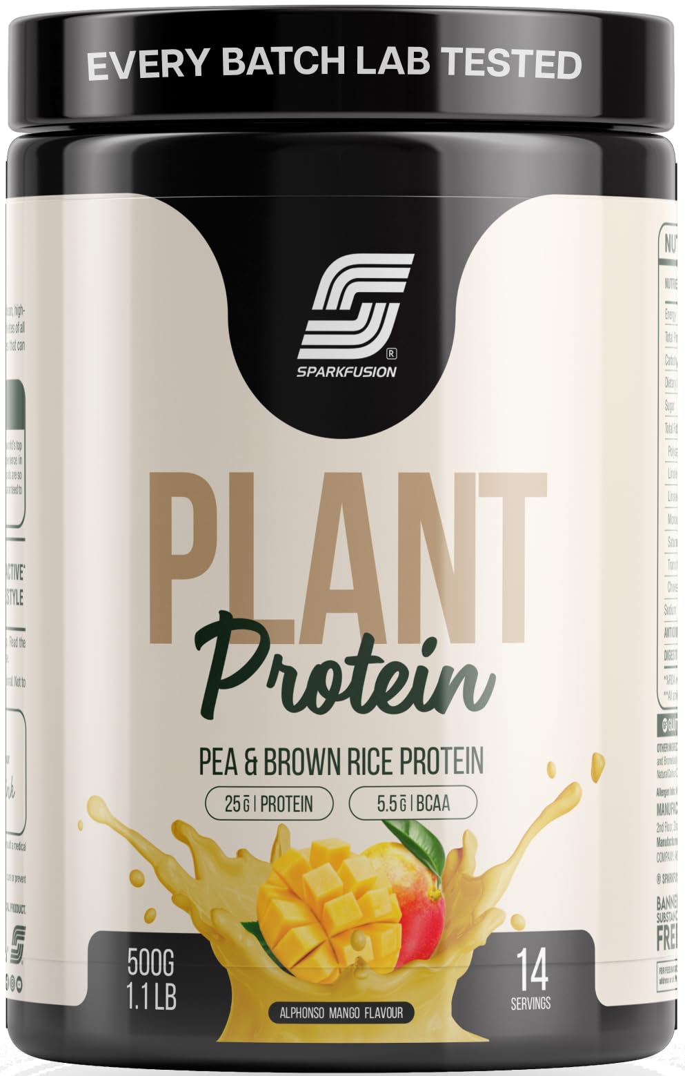 Sparkfusion Plant Protein Powder - Pea & Brown Rice Protein, Vegan, Gluten-Free, Soy-Free, Non-GMO, Digestive Enzymes (15)