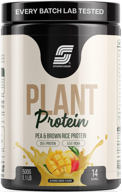 Sparkfusion Plant Protein Powder - Pea & Brown Rice Protein, Vegan, Gluten-Free, Soy-Free, Non-GMO, Digestive Enzymes (15)